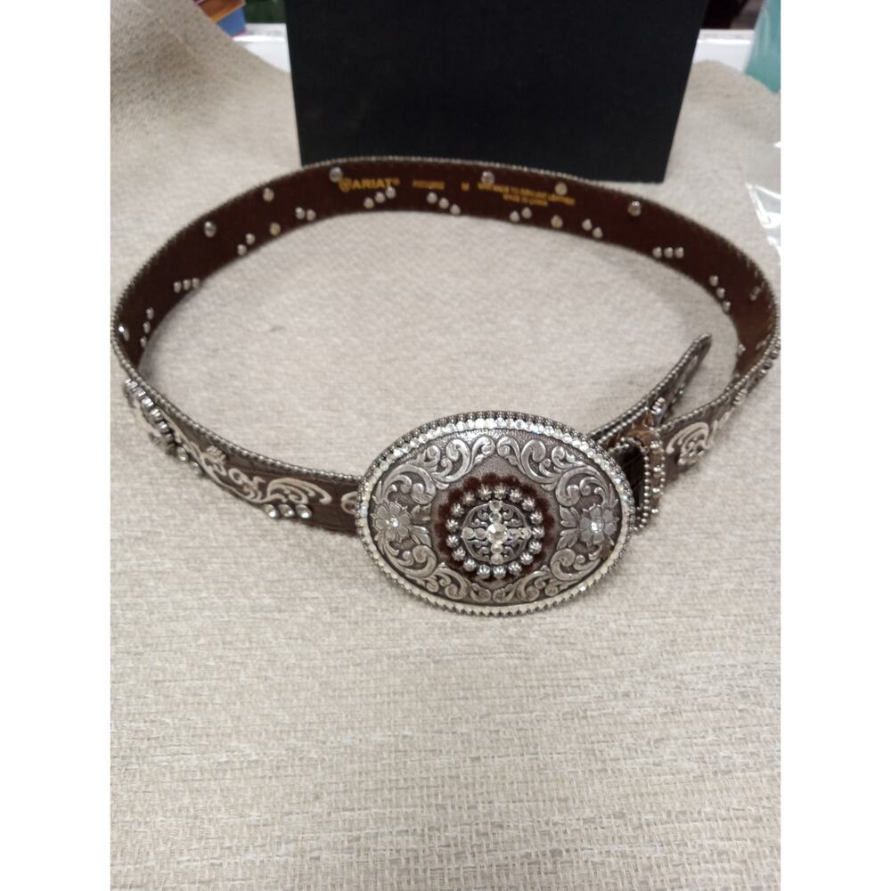 Ladies Ariat Belt AND Decorative Buckle Cross Design Size M Medium A1612802 0305